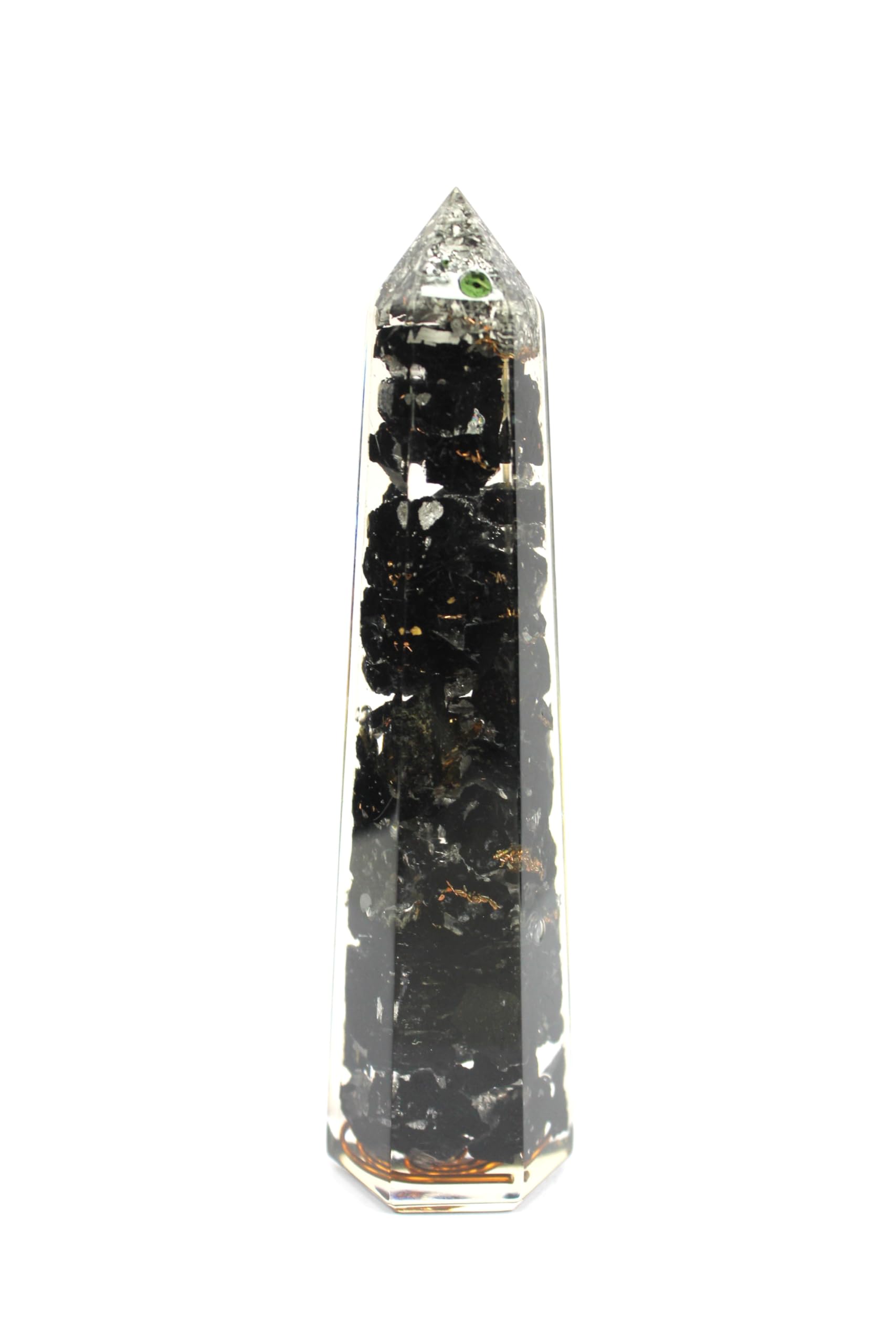 Prajet Energized Orgonite Faceted Massage Wand Stick Copper Chokurei Reiki Holy Pious Healing Crystal Divine Approx. Size 4.5" - 5" Long and 1" Thick. (B. Tourmaline Orgone)