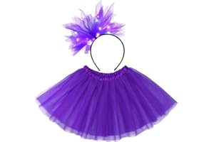 TWINKLEDE Women Tutu Skirt with Headband Classic 4 Layered Tutus Elastic Tulle Costume Skirts for Adult and Teen Girls