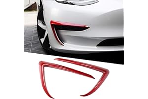 Wocch Tesla Model 3 Front Fog Light Trim Cover Fog Lamp Frame Blade Trim Eyebrow Spoiler for Tesla Model 3 2017 2018 2019 2020 2021 2022 2023 (Red)