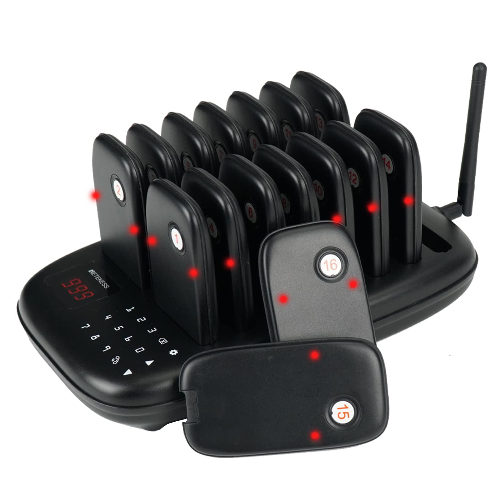 Photo 1 of Retekess TD175 Restaurant Pager System, Restaurant Buzzer Pagers with Vibration, Mute Keyboard,3280ft Long Range,16 Beepers for Church, Nursery, Food Truck