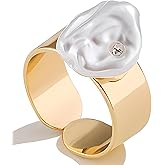 JeeweLife Baroque Pearls Open Ring Christmas Jewelry Gifts for Women, Gold