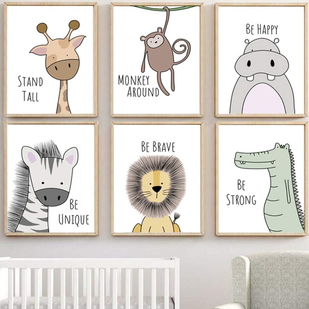Staresen Lot De 1 Tableaux 30x40 Toile Chambre Enfant Animaux Garcon Fille Cadeaux Decoratifs Pour Bebe Posters Lion Girafe Singe Citation Murale Affiches Scandinave Decorations Murales Bebe Puericulture Centroarco Com