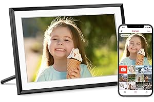 Eptusmey Digital Picture Frame：Built-in 32GB| Frameo WiFi Digital Photo Frame with 10.1" HD Touch Display, Send Pictures or Videos Remotely，Easy Setup，Great Gift| Classic Black