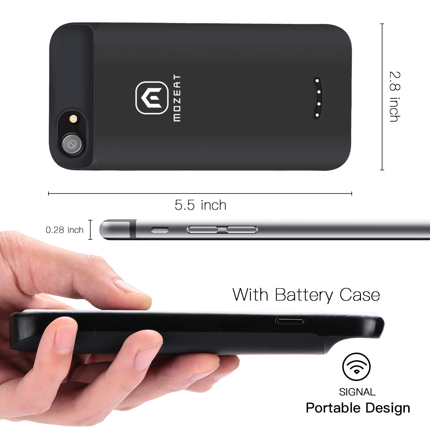 Mozeat iPhone 6s 6 Battery Case Slim 4000mAh Rechargeable Charging Case for 4.7\