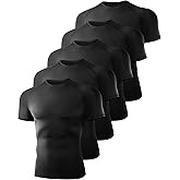 5 Pack Short Sleeve Compression Shirt Men - Workout Quick Dry Base Layer Shirts Moisture Wicking Top for Gym Athletic