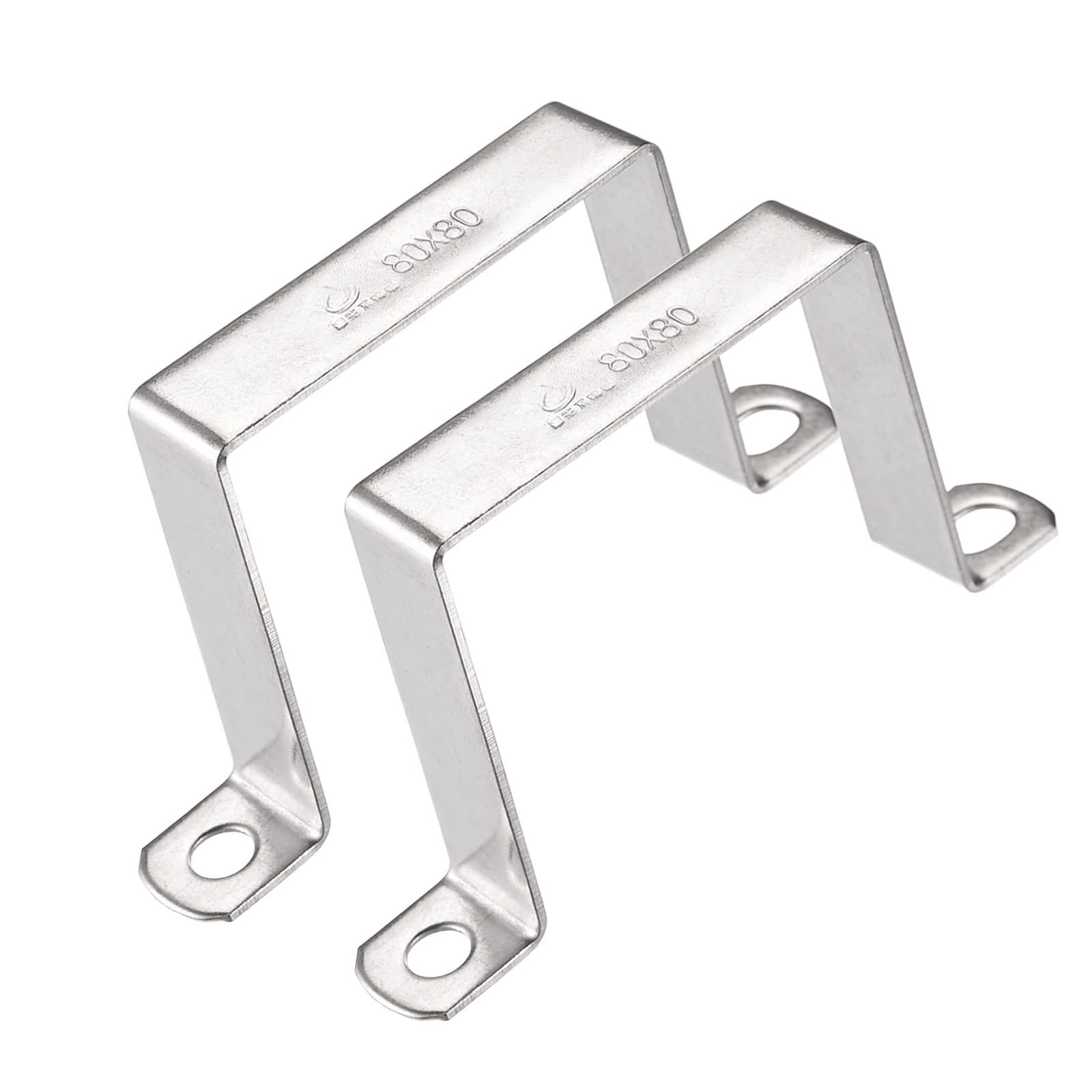 MACHSWON 78 x 82mm U Shaped Strut Connector Bracket 304 Stainless Steel Square Pipe Clamp for Door Closed Bar Holder 2pcs — image 1