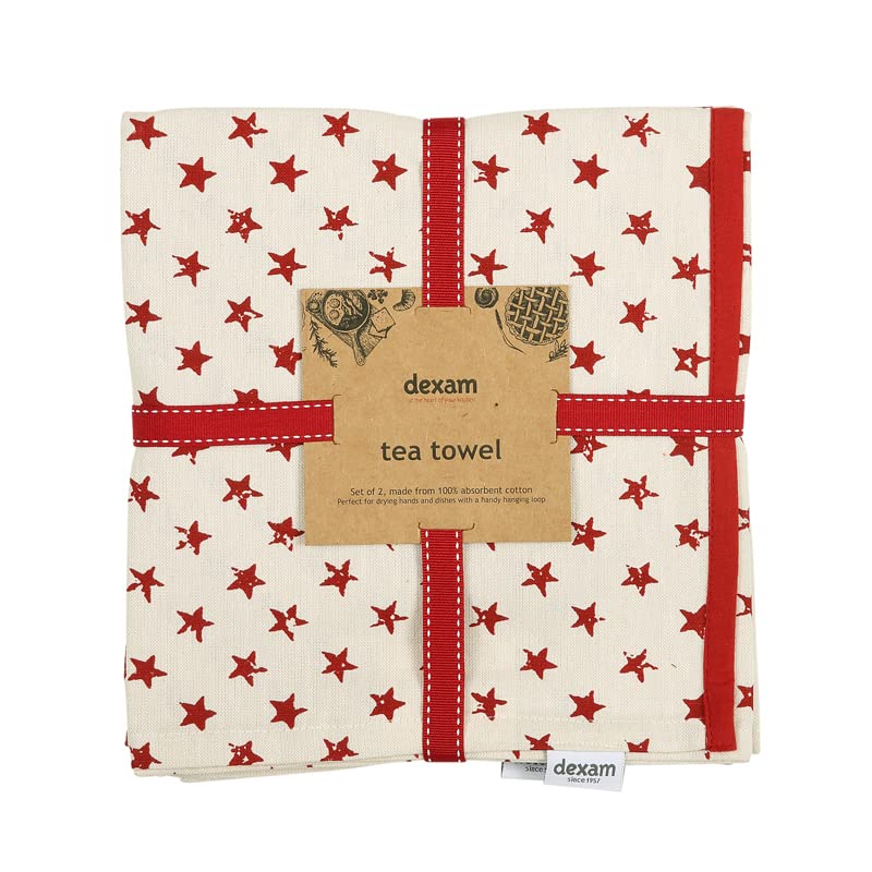 Dexam Star Set of 2 Tea Towels, Natural