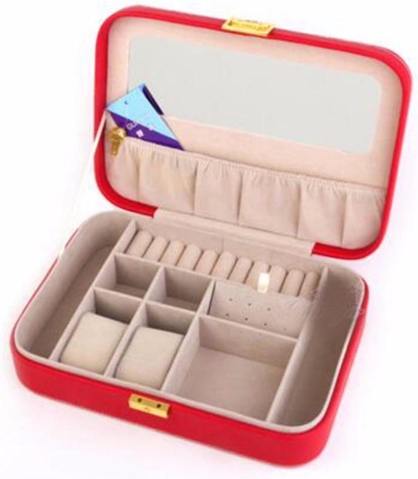 QPSSP Grain Leather Fillet With Lock Jewelry Jewelry Accessories Cosmetic Box Lock Cassette Storage Box,A
