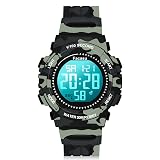 Facasu Camo Sports Watch for Boys-50M Waterproof Kids Teen Boys Digital Watch with Alarm&Snooze,Stopwatch Military Design Silicone Band Gift for Boys-8+ Years Old(Camo Black)
