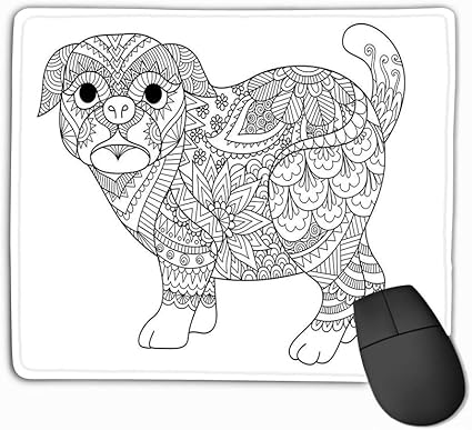 Amazon Co Jp マウスパッド カスタムデザイン ゲーミングマウスパッド ゴム長方形マウスマット 11 81 9 84インチ ラインアートデザイン かわいいパグ犬デザイン エレメント デザイン 大人 塗り絵 ページ パソコン 周辺機器