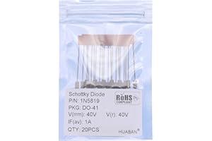 HUABAN 20PCS 1N5819 Schottky Barrier Rectifier Diodes 1A 40V DO-41 (DO-204AL) Axial 5819 1 Amp 40 Volt
