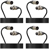 Zhupoub (4-Pack) 10 Foot, XLR Microphone Cable 3-pin XLR Speaker Cable Male to Female Balanced Mic Cable, Black