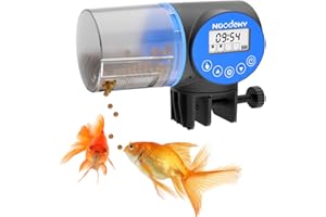 Noodoky USB Charging Automatic Fish Feeder, Auto Fish Food Feeder Timer Dispenser for Aquarium or Small Fish Turtle Tank, Auto Feeding on Vacation or Holidays,Black