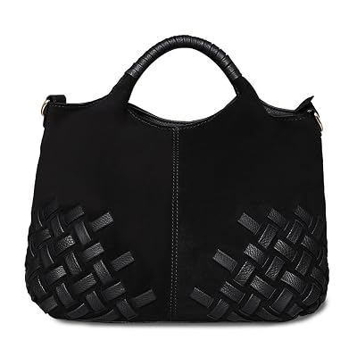 Women Purse Suede Split Genuine Leather Weave Handbag Leisure Casual Shoulder Bag