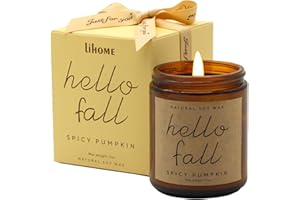 LIHOME Fall Decorations for Home - Fall Candles, Gifts for Women, Natural Soy Wax Pumpkin Spice Scented Candles
