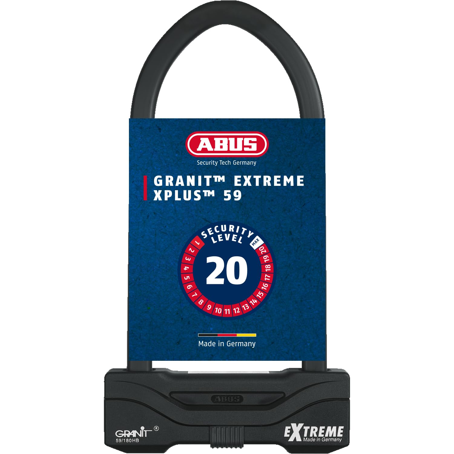 ABUS U-lock Granit Extreme 59 - motorbike & bicycle lock with XPlus cylinder - highest security level 20 - shackle height 260 mm