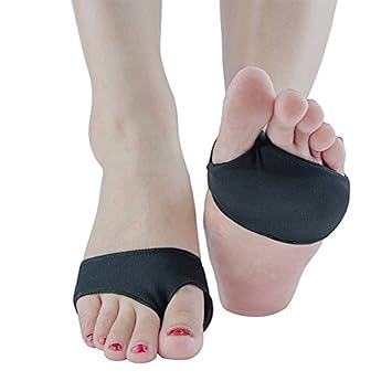 ROSENICE Vorfuß Einlegesohle Silikon Gel für Füße Schmerzlinderung Hallux Valgus 2 Löcher - M (Schwarz)