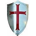 VETERIS Real Medieval shield Fully Functional Red Cross Warrior Templar Shield Best Replica Product, Silver