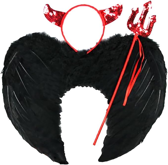 3pcs Feather Fairy Angel Wings Costume Devil Wings Costume