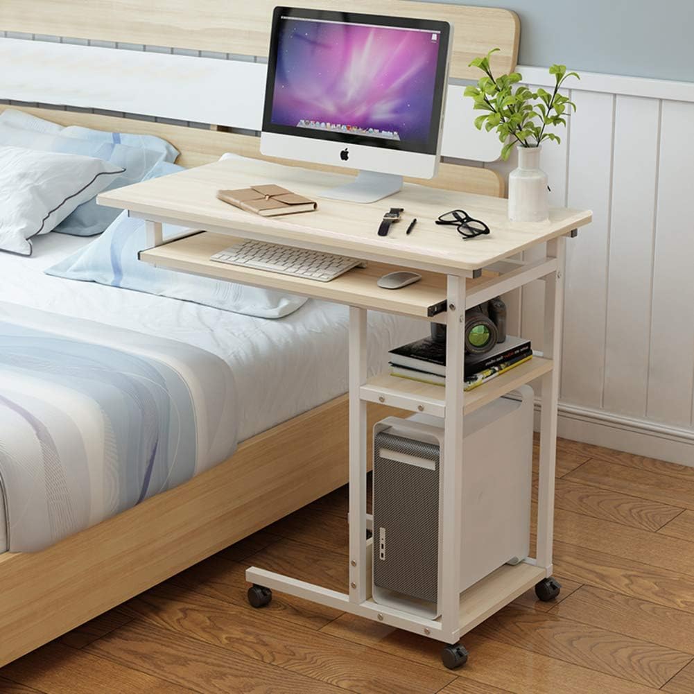 Amazon Com C Shaped Computer Side Table Wooden Accent Furniture With Steel Frame Keyboard Tray Reading Desk For Couch Bedside A 80x40cm 31x16inch Kitchen Dining