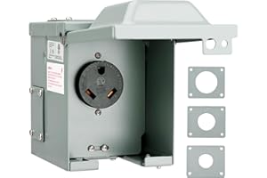 RVGUARD 30 Amp 125 Volt RV/EV Power Outlet Box, Enclosed Lockable Weatherproof Outdoor Electrical NEMA TT-30R Receptacle Pane