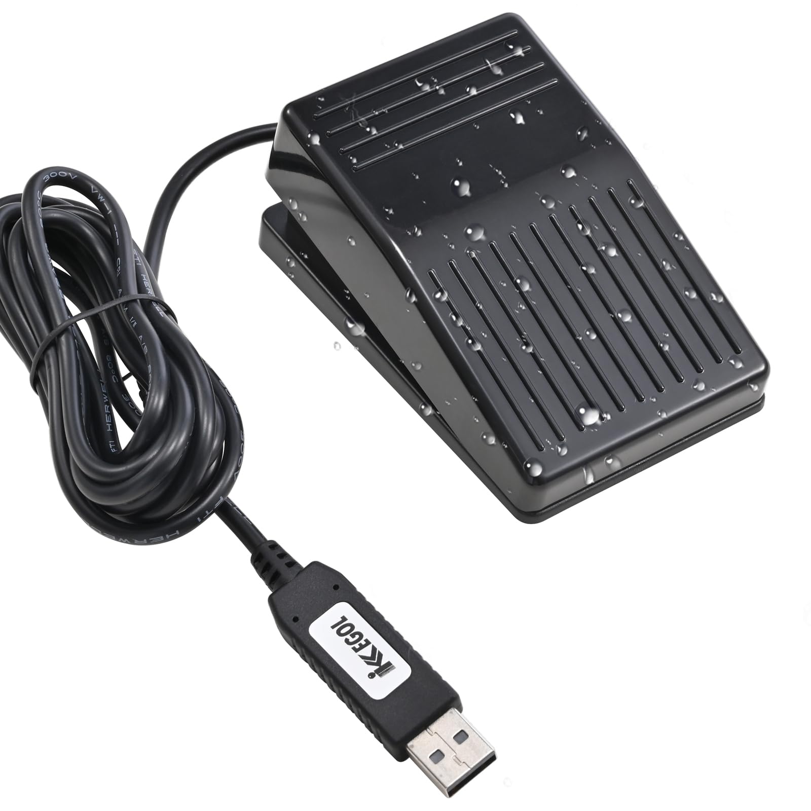 iKKEGOL Upgraded USB Foot Pedal, IP37 Waterproof Hands-Free Control Pedal, One Key Programmable Footswitch Game Mouse Keyboard for Transcription, Gaming, Work Page Turner HID Mechanical Switch