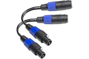 WJSTN Speakon to Speakon Speaker Cables, 12 Gauge AWG,Speakon Male to Female Adapters Audio Cord DJ Speaker Cable Wire with 6in 2Pack