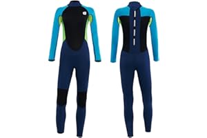Summshall Wetsuits Kids, Youth 2mm Ultra Elastic Neoprene Full Body Suits Long Sleeve Back Zipper Keep Warm Diving Suits for 