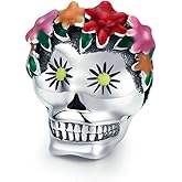 Eternalll Jewellery Halloween Charms for Women 925 Sterling Silver Beads Halloween Pumpkin Skull Enamel Charm for Bracelets (Skull Charms)