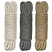 BONTIME All-Purpose Twisted Cotton Rope - 32 Feet Length,1/3-Inch Diameter(Beige,Brown,Grey,Pack of 3)