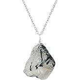NJCRAFT Raw Gemstone Pendant Necklace for Women |Natural Healing Crystal Rough Pendant 15–25 Carat | 8–14 mm Stone |Silver Plated Chain 16+2 Inch Adjustable | Gift Jewelry