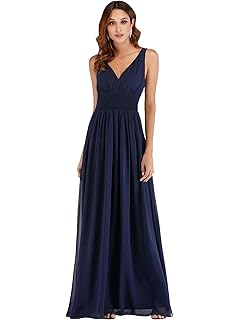 Ever-Pretty Vestido de Fiesta Noche Largo Doble V Gasa Cintura Élástica para Mujer 07539