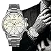Han Shi Watch, Mens Fashion Crystal Stainless Steel Analog Quartz Wristwatch Simple Clock (Large, White)
