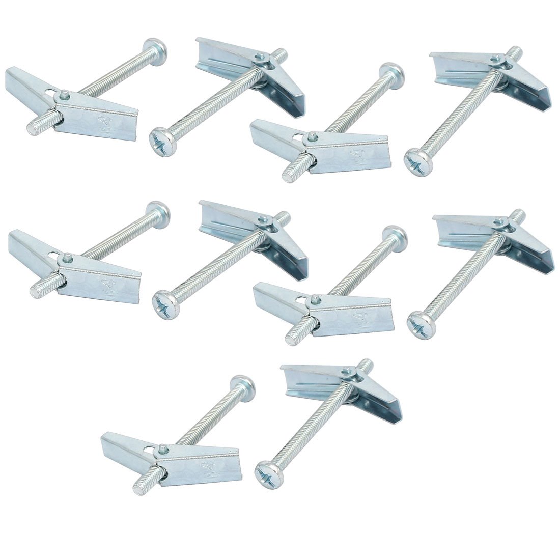 sourcingmap M4 x 50mm Male Thread Spring Loaded Hollow Wall Round Head Toggle Bolt 10pcs