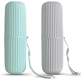 2Pcs Travel Toothbrush Holder, Portable Toothbrush Case Long 7.7 inch for Traveling, Camping, Business Trip and School, Multi