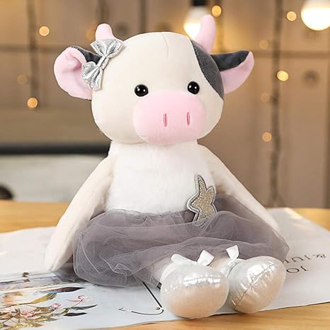 Amazon Co Jp 子供の誕生日やクリスマスのギフトを埋めるためのレーススカートのかわいい牛ぬいぐるみ赤ちゃんの眠っている快適な牛の人形45cm 1pc ホーム キッチン
