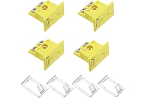 OTOTEC 4 Sets K Type Thermocouple Wire Connectors with Panel,Yellow Mini Socket with Panel Installation,21mm x 24mm x 14mm MPJ-K-F