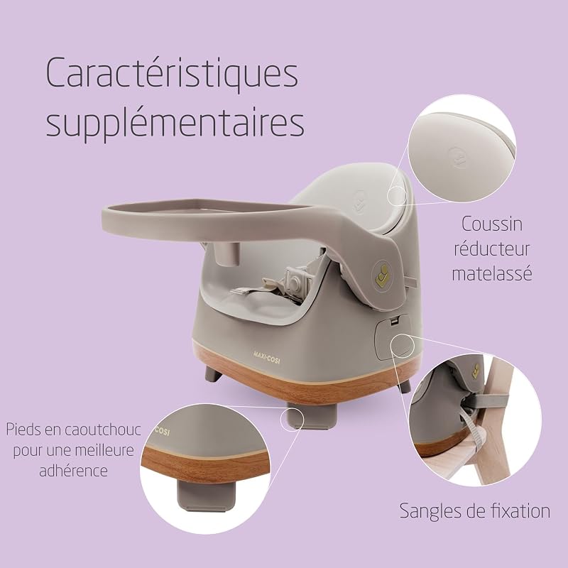 Jay 2 en 1, Rehausseur Chaise Enfant, 6 mois - 3 ans, 9-15 kg, Rehausseur Chaise Bébé Portable, Tablette Réglable, Facile à Nettoyer, Design Compact, Spacieux, Elegance Beige