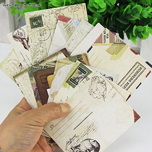 12 Pcs/set Mini Retro Vintage Kraft Paper Envelopes Cute Cartoon Kawaii Paper Korean Stationery Gif