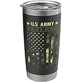 US Army Veteran Patriotic Military Camouflage American Flag Stainless Steel Insulated Tumbler