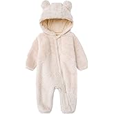 CAHL&FAUO Newborn Snowsuit Baby Cartoon Bear Onesie Warm Fleece Hooded Romper Jumpsuit