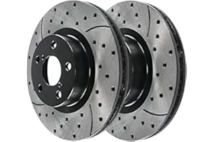 AUTO SHACK AutoShack Front Drilled Slotted Brake Rotors Black Pair Driver and Passenger Side Replacement for Subaru Legacy Impreza Baja XV Crosstrek 2005-2014 Outback 2009-2018 Forester 2013-2020 BRZ PR41409LR