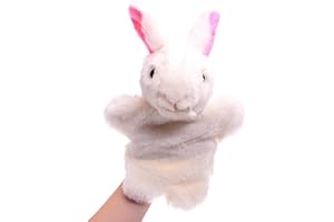 ZUXUCUVU Bunny Hand Puppets Rabbit Plush Animal Toys for Imaginative Pretend Play Storytelling White