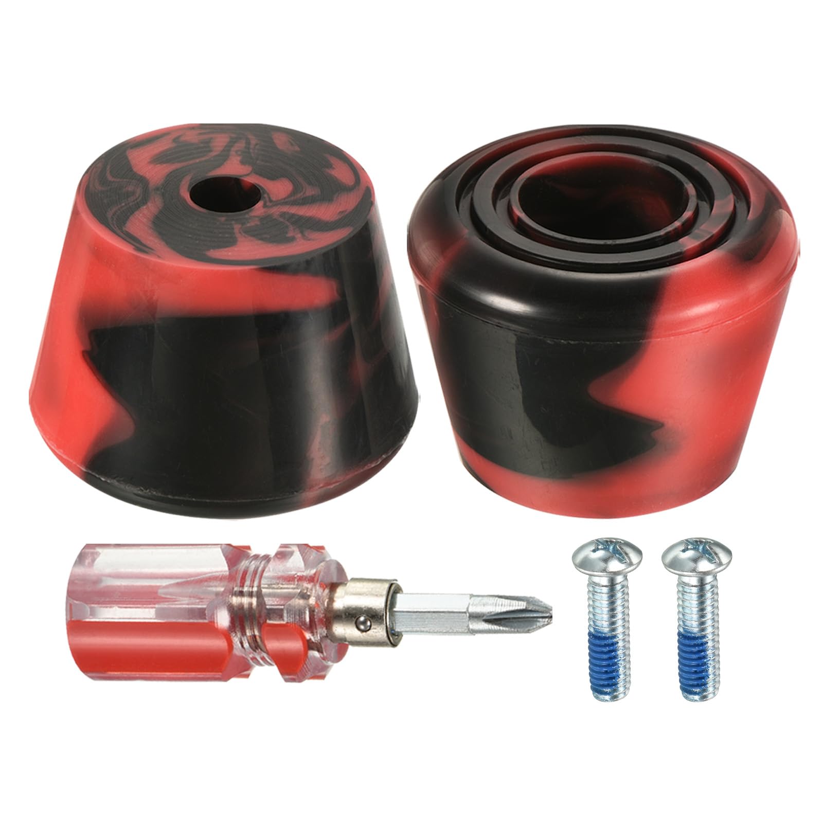 M METERXITY Roller Skate Stopper - Rubber Brake Block Toe Stops, Adjustable with Screwdriver, Apply to Roller Skate (1.46 Inch 1.85 Inch Dia, Mixed Black Red)