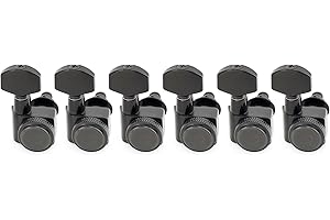 Musiclily Pro 6-in-line 18:1 Ratio 2-Pin Full Sealed Locking Machine Heads Tuners Tuning Pegs Keys with Hex Button for Fender Strat Tele Style Electric Guitar, Black