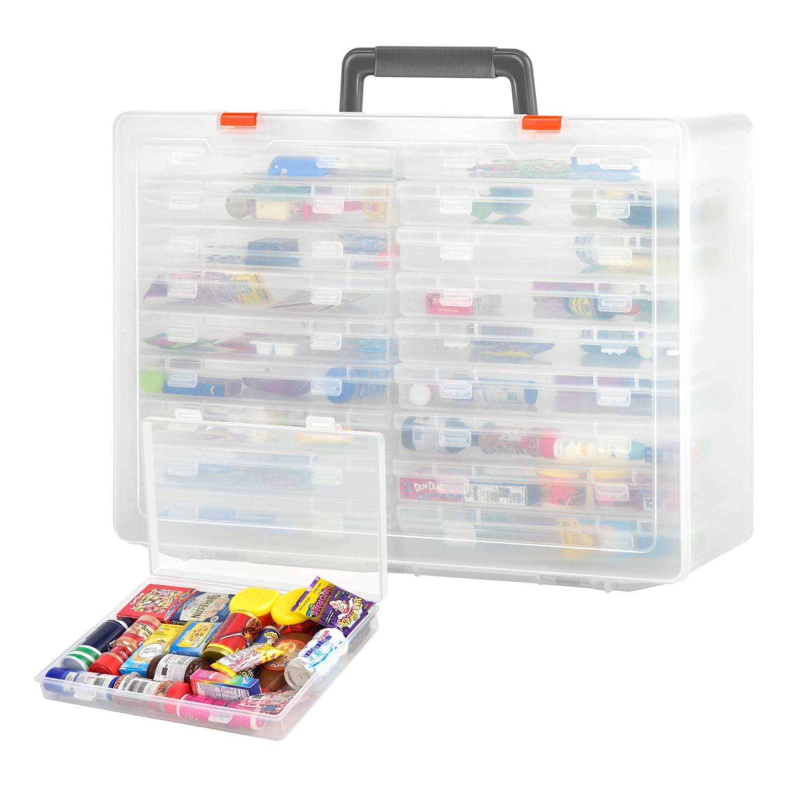 Photo 1 of Toy Storage Case Compatible with Mini Brands Collector Toys, Plastic Display Container with 18 Small Boxes for 5 Surprise Series 1 2 3 4, for Miniverse, Shopkins, Real Littles, Miniatures (Box Only)