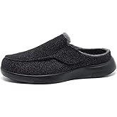 OrthoComfoot Men's Orthopedic Slippers Walking Shoes with Arch Support: Slip On Loafers for Plantar Fasciitis, Casual Flat Feet Hook and Loop Mule Clogs for Foot and Heel Pain Relief