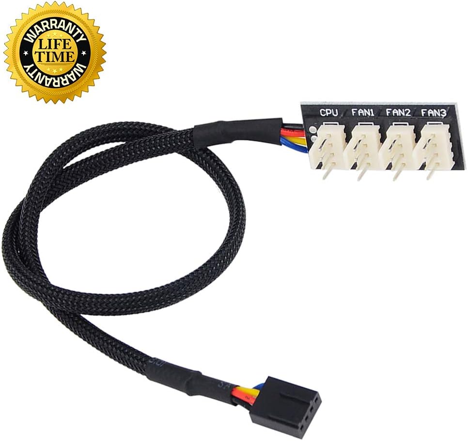 PWM Fan Hub, PC CPU Cooling 4 PIN/3PIN Fan Power Cable Hub