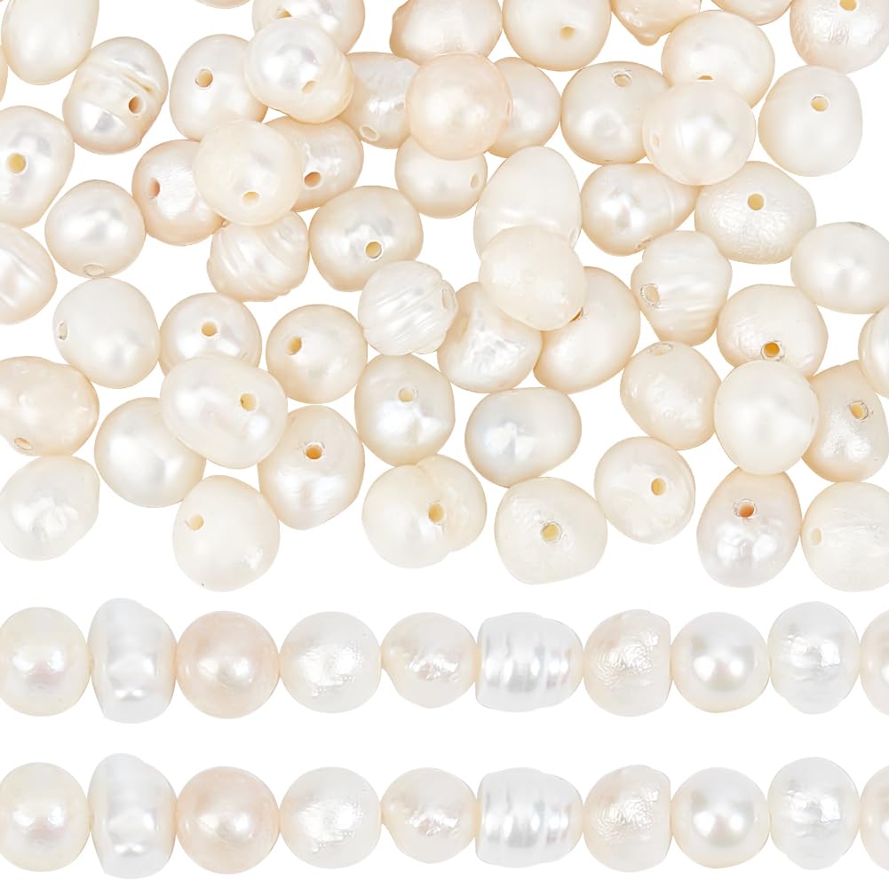 SUNNYCLUE 1 Box About 86Pcs Freshwater Pearls White Pearl Beads Natural Cultured Round Irregular Baroque Genuine Pearl Beads for jewellery Making Bead Assortments DIY Necklace Bracelet Earrings Crafts