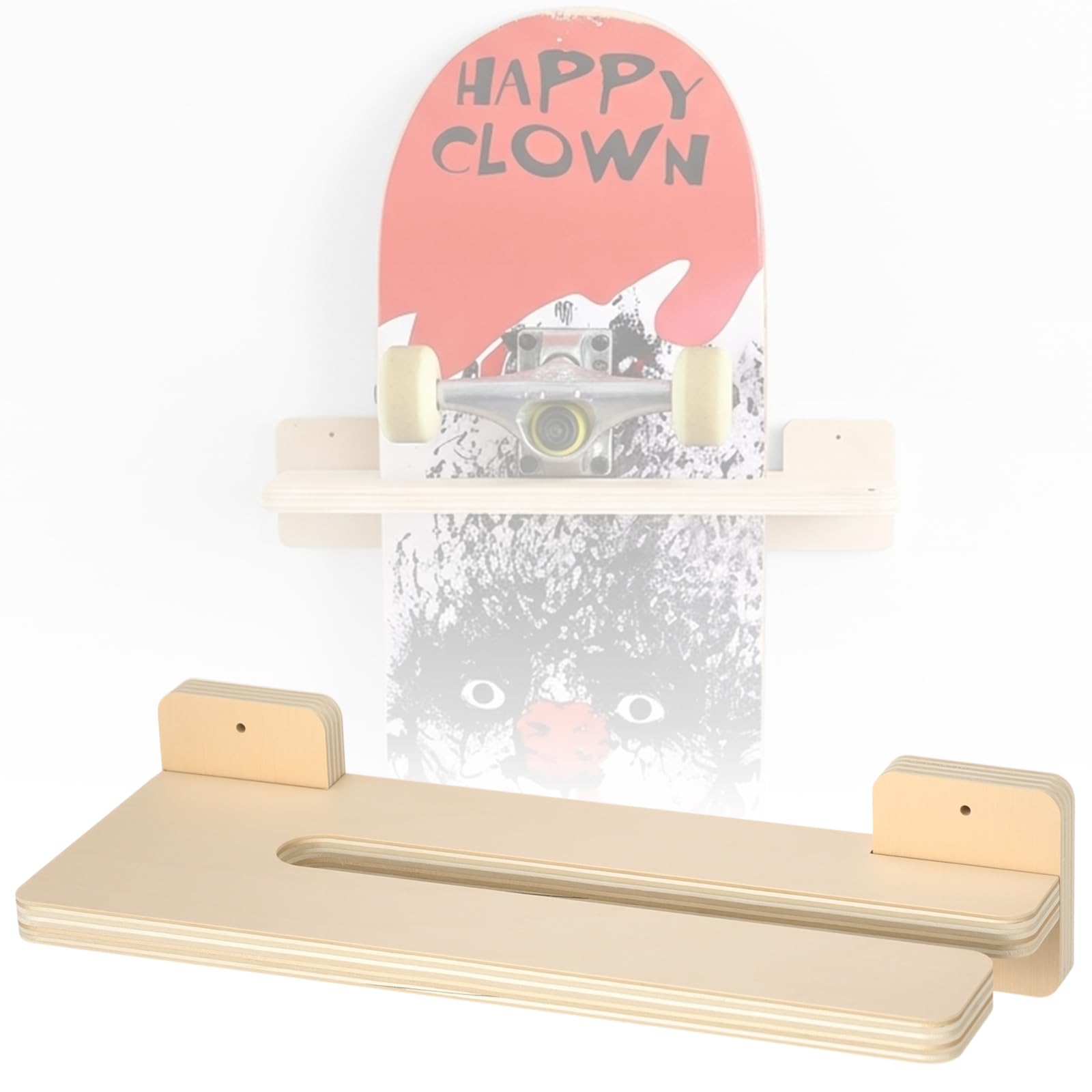 Photo 1 of Halloscume 12 Inch Skateboard Wall Mount Holder Single Board Storage Skateboard Wall Display Hanger Holder with Screws Long Board Storage Deck Display for Home Garage